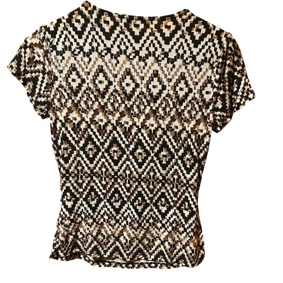 cable & gauge geometric neutral print top size small work office casual layering - Picture 2 of 4